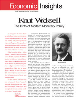Knut Wicksell the Birth of Modern Monetary Policy