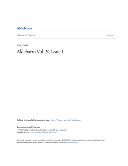 Aldebaran Vol. 20, Issue 1