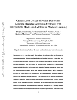 Closed-Loop Design of Proton Donors for Lithium-Mediated Ammonia Synthesis with Interpretable Models and Molecular Machine Learning