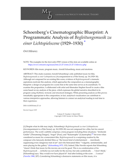 Schoenberg's Cinematographic Blueprint