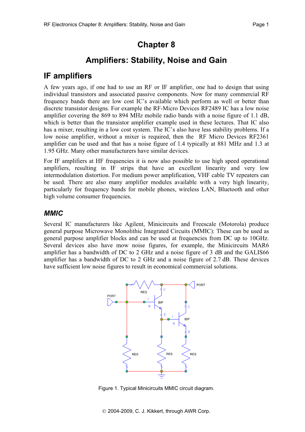 Chapter 8 Amplifiers: Stability, Noise and Gain IF Amplifiers