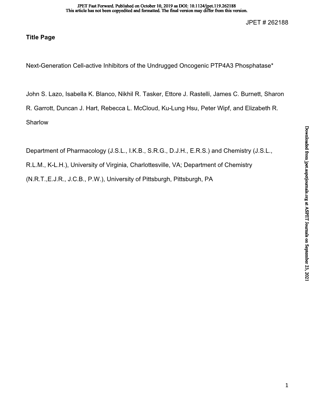 Next-Generation Cell-Active Inhibitors of the Undrugged Oncogenic PTP4A3 Phosphatase*