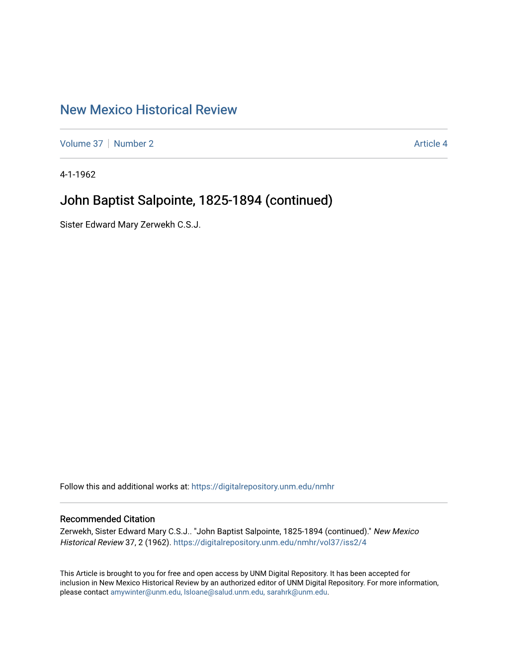 John Baptist Salpointe, 1825-1894 (Continued)