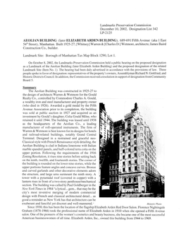 AEOLIAN BUILDING (Later ELIZABETH ARDEN BUILDING), 689-691 Fifth Avenue (Aka 1 East 54Lh Street), Manhattan
