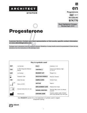 Progesterone 7K77 49-3265/R3 B7K770 Read Highlighted Changes Revised April, 2010 Progesterone