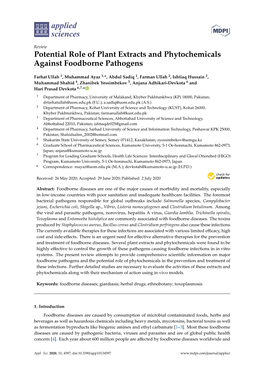 Potential Role of Plant Extracts and Phytochemicals Against Foodborne Pathogens