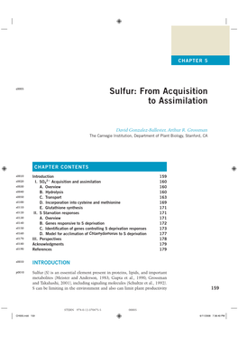 Sulfur: from Acquisition to Assimilation