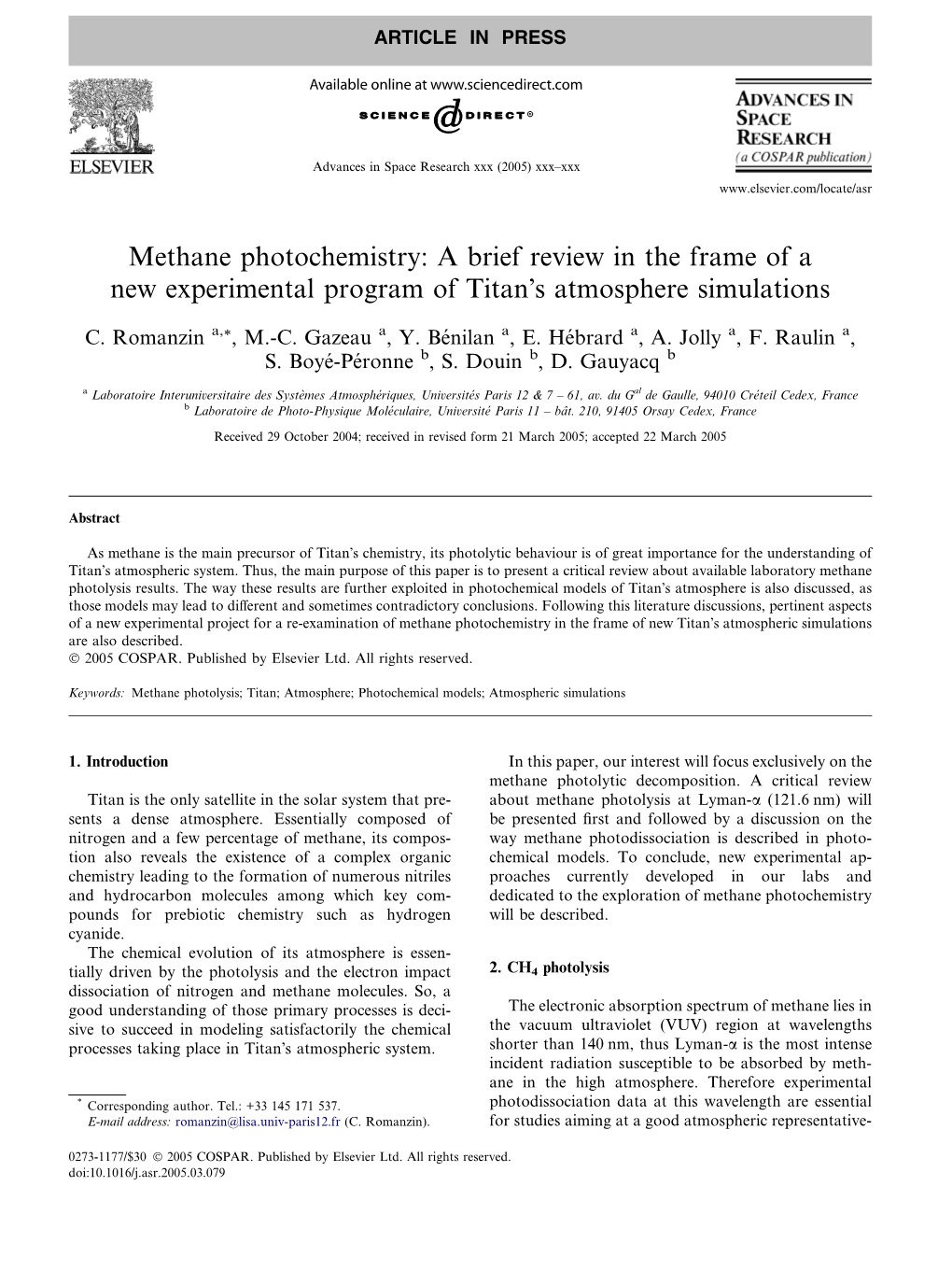 Methane Photochemistry: a Brief Review in the Frame of a New Experimental Program of Titanõs Atmosphere Simulations