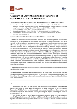 A Review of Current Methods for Analysis of Mycotoxins in Herbal Medicines