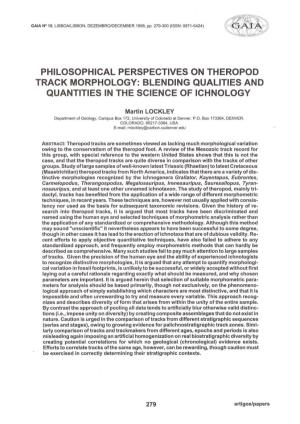 Philosophical Perspectives on Theropod Track Morphology: Blending Qualities and Quantities in the Science of Ichnology