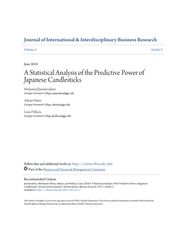 A Statistical Analysis of the Predictive Power of Japanese Candlesticks Mohamed Jamaloodeen Georgia Gwinnett College, Mjamaloo@Ggc.Edu