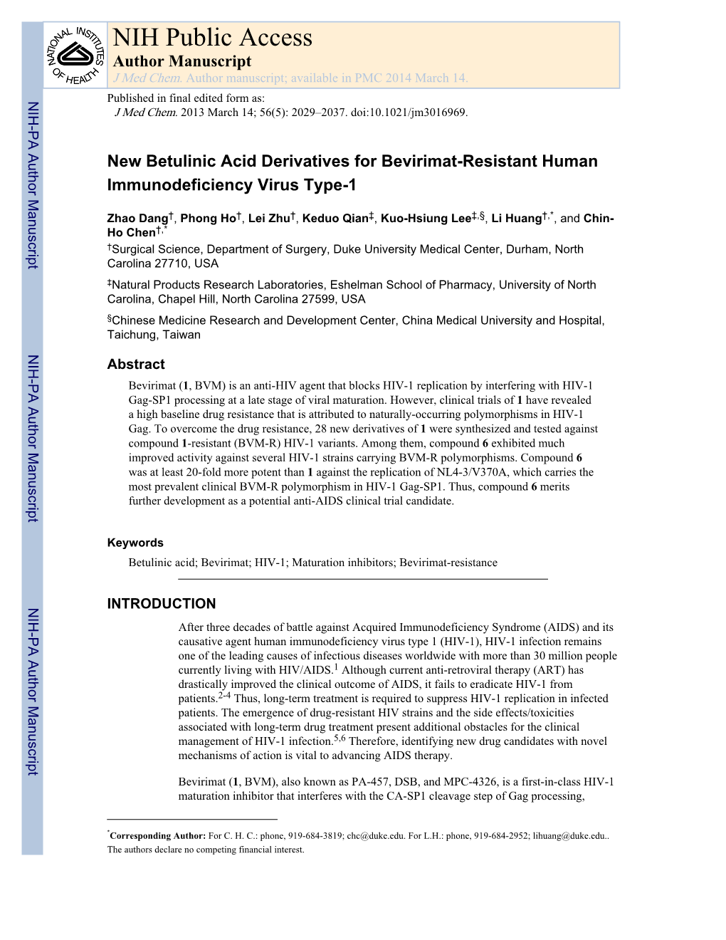 NIH Public Access Author Manuscript J Med Chem