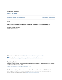 Regulation of Microvesicle Particle Release in Keratinocytes