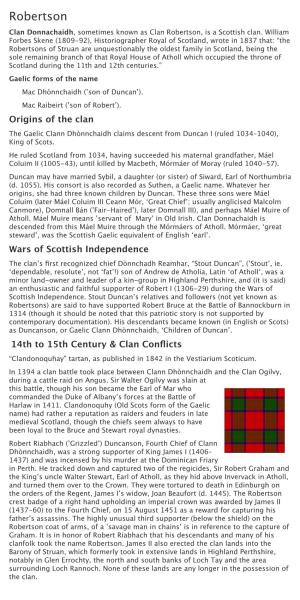 Clan History from Scotweb