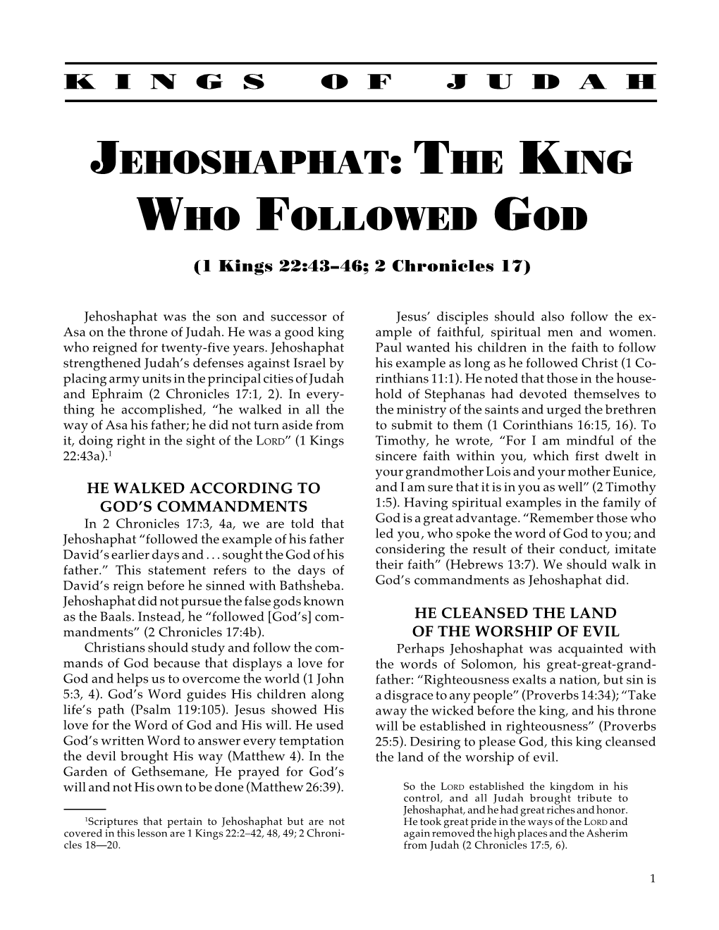 Jehoshaphat: the King Who Followed God