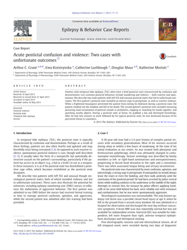 Acute Postictal Confusion and Violence: Two Cases with Unfortunate Outcomes☆