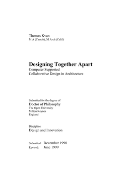 Designing Together Apart Computer Supported Collaborative Design in Architecture