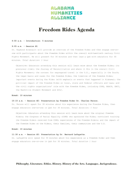 Freedom Rides Agenda