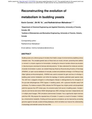 Reconstructing the Evolution of Metabolism in Budding Yeasts
