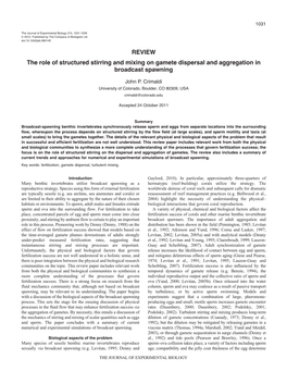 REVIEW the Role of Structured Stirring and Mixing on Gamete Dispersal and Aggregation in Broadcast Spawning