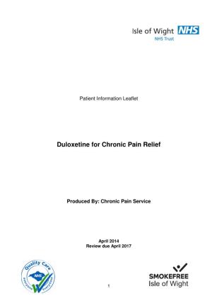 Duloxetine for Chronic Pain Relief