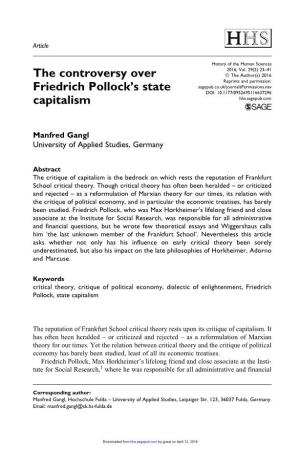 The Controversy Over Friedrich Pollock's State Capitalism