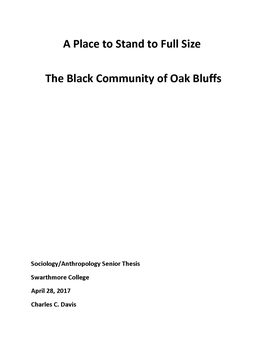 A Place to Stand to Full Size the Black Community of Oak Bluffs