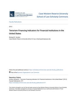 Terrorism Financing Indicators for Financial Institutions in the United States