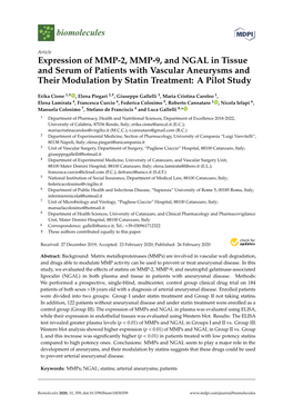 Expression of MMP-2, MMP-9, and NGAL in Tissue and Serum of Patients with Vascular Aneurysms and Their Modulation by Statin Treatment: a Pilot Study
