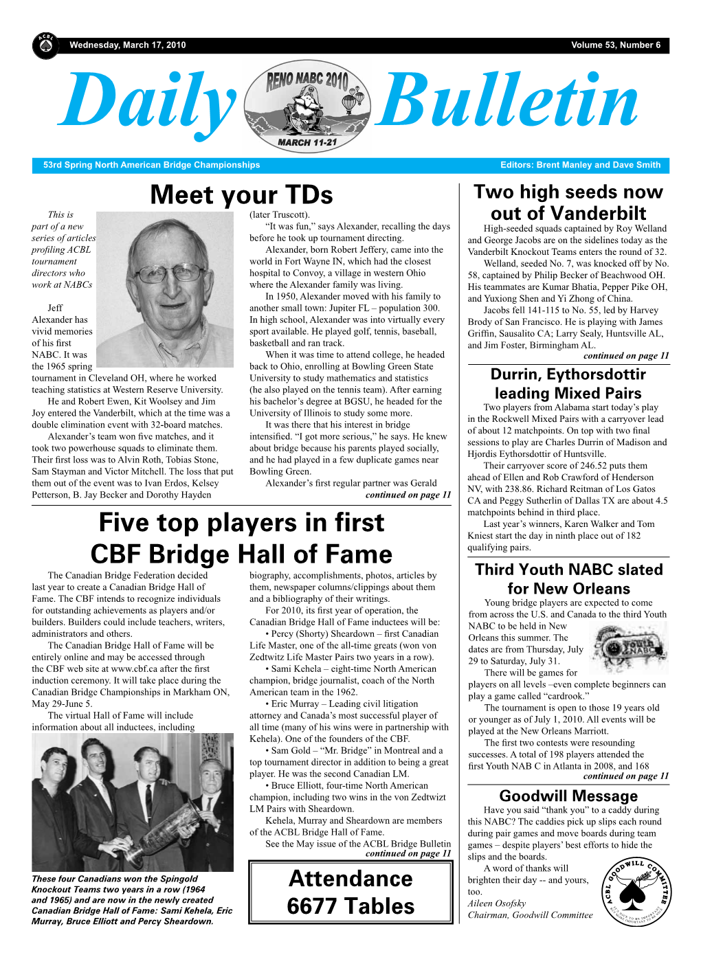 Five Top Players in First CBF Bridge Hall of Fame Meet Your