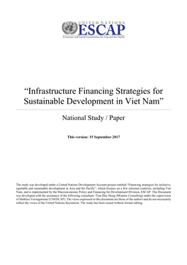 Infrastructure Financing Strategies for Sustainable Development in Viet Nam”