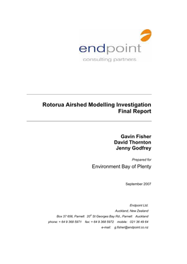 Rotorua Airshed Modelling Investigation Final Report