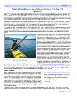 Paddling Trip to Shoshone Lake, Yellowstone National Park, July, 2012