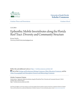 Epibenthic Mobile Invertebrates Along the Florida Reef Tract: Diversity and Community Structure Kristin Netchy University of South Florida, Knetchy@Gmail.Com