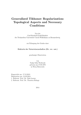 Generalized Tikhonov Regularization: Topological Aspects and Necessary Conditions