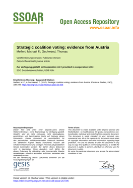 Strategic Coalition Voting: Evidence from Austria Meffert, Michael F.; Gschwend, Thomas