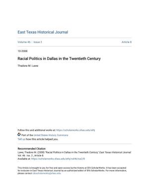 Racial Politics in Dallas in the Twentieth Century