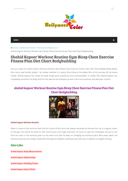Shahid Kapoor Workout Routine Gym Bicep Chest Exercise Fitness Plan