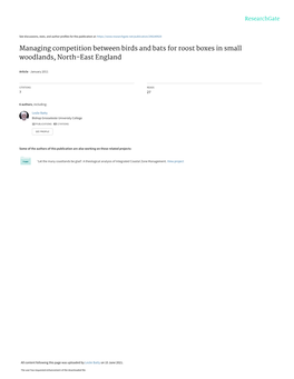 Managing Competition Between Birds and Bats for Roost Boxes in Small Woodlands, North-East England