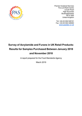 View Survey of Acrylamide and Furans in UK Retail Products