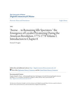 The Emergence of Loyalist Privateering During the American Revolution, 1775-1778 Volume I