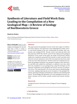 Synthesis of Literature and Field Work Data Leading to the Compilation of a New Geological Map—A Review of Geology of Northwestern Greece