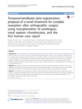 Temporomandibular Joint Regeneration: Proposal of a Novel Treatment for Condylar Resorption After Orthognathic Surgery Using