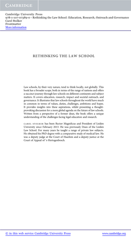 Rethinking the Law School: Education, Research, Outreach and Governance Carel Stolker Frontmatter More Information