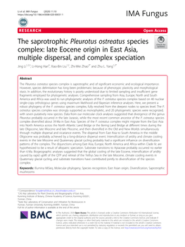 The Saprotrophic Pleurotus Ostreatus Species Complex