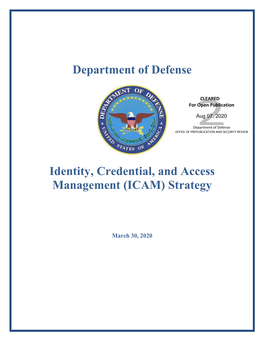 Identity, Credential, and Access Management (ICAM) Strategy