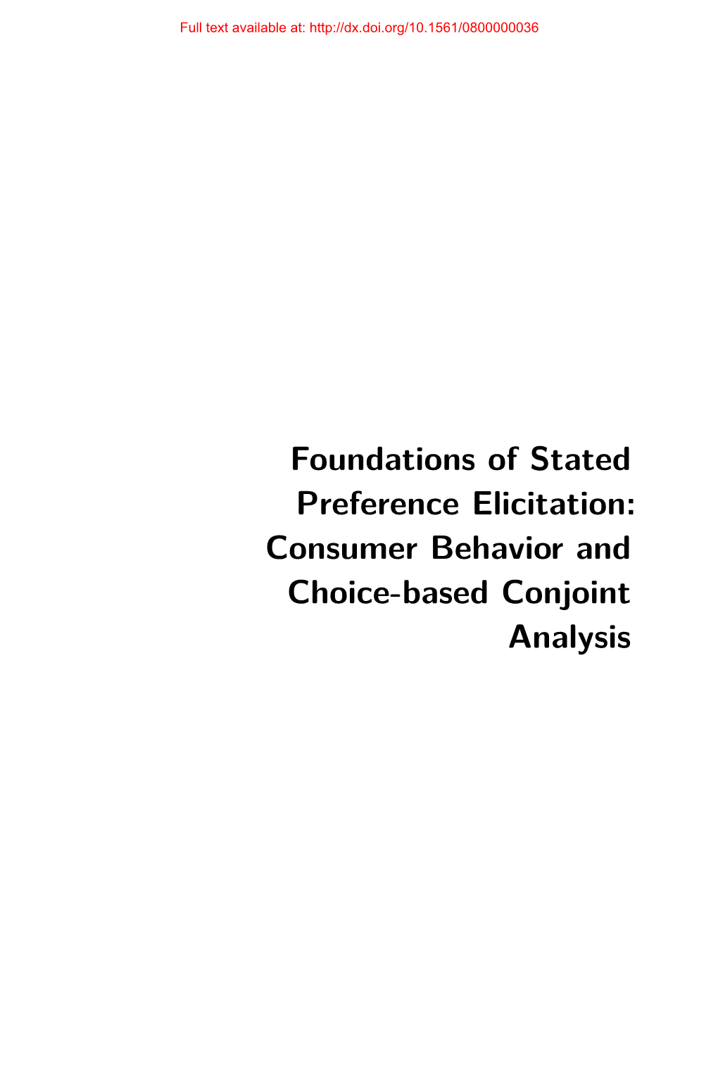 Consumer Behavior and Choice-Based