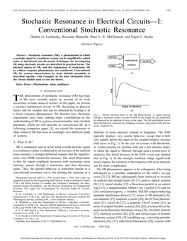 Stochastic Resonance in Electrical Circuits-I