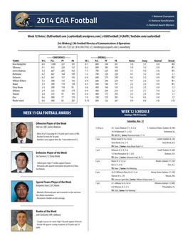 2014 CAA Football 20 National Semifinalists 24 National Award Winners