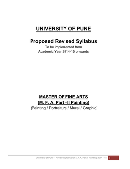 UNIVERSITY of PUNE Proposed Revised Syllabus